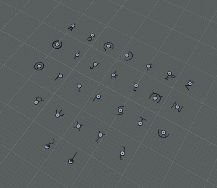 The Unown set of buttons and knobs Low-poly 3D model_1