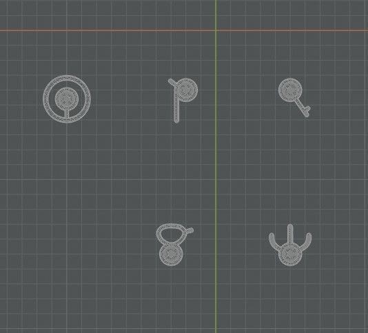 The Unown set of buttons and knobs Low-poly 3D model_5