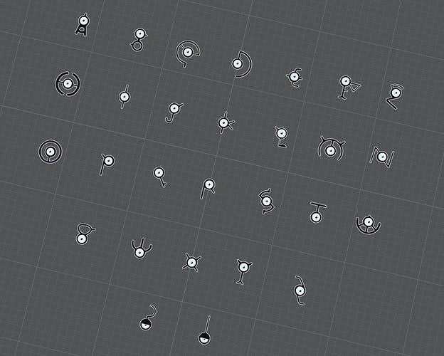 The Unown set of buttons and knobs Low-poly 3D model