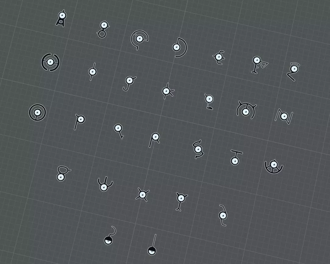 The Unown set of buttons and knobs Low-poly 3D model_0