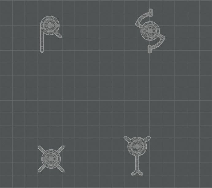 The Unown set of buttons and knobs Low-poly 3D model_6