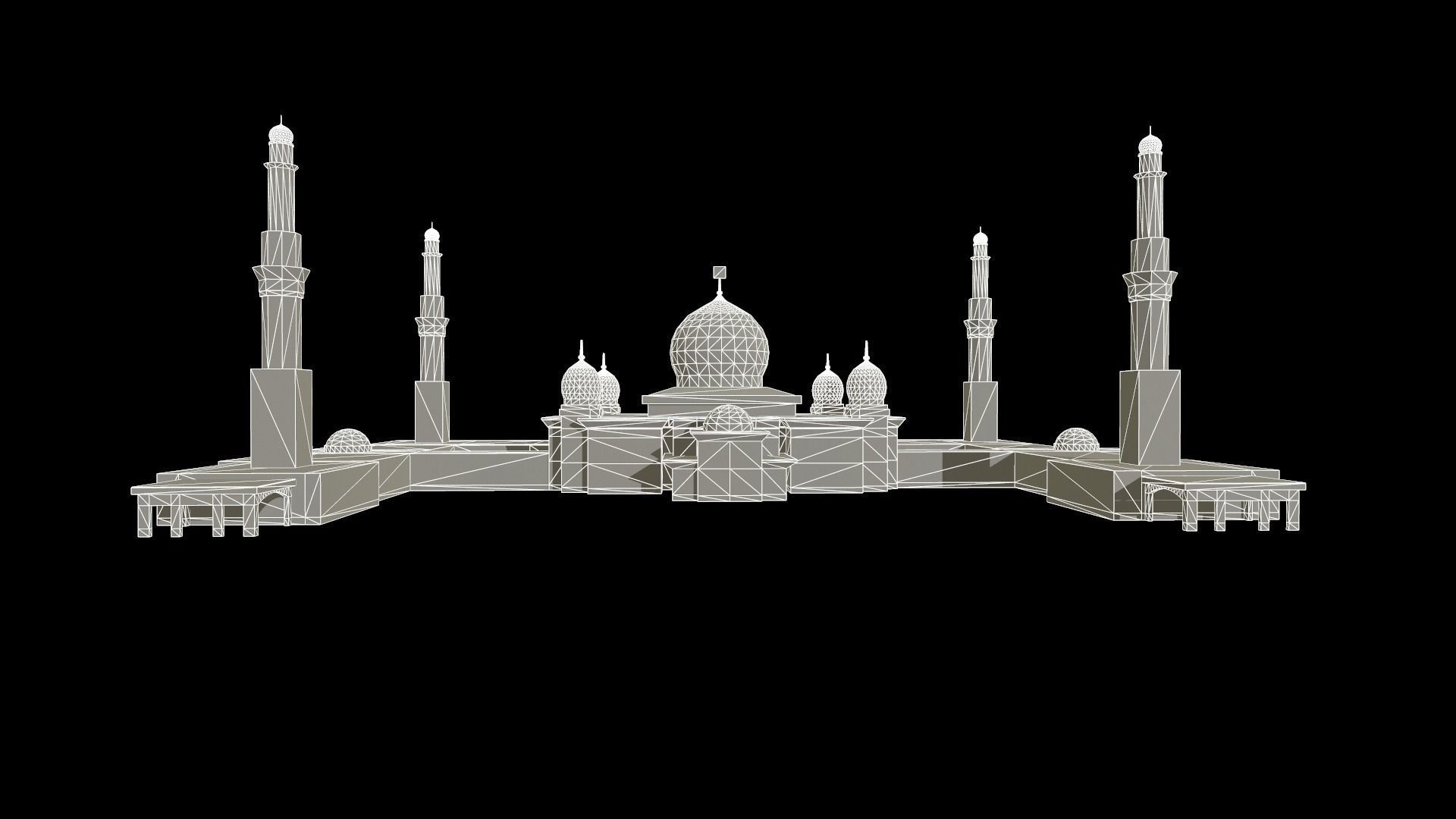 mesjid agung pekanbaru - mosque pekanbaru Low-poly 3D model_5