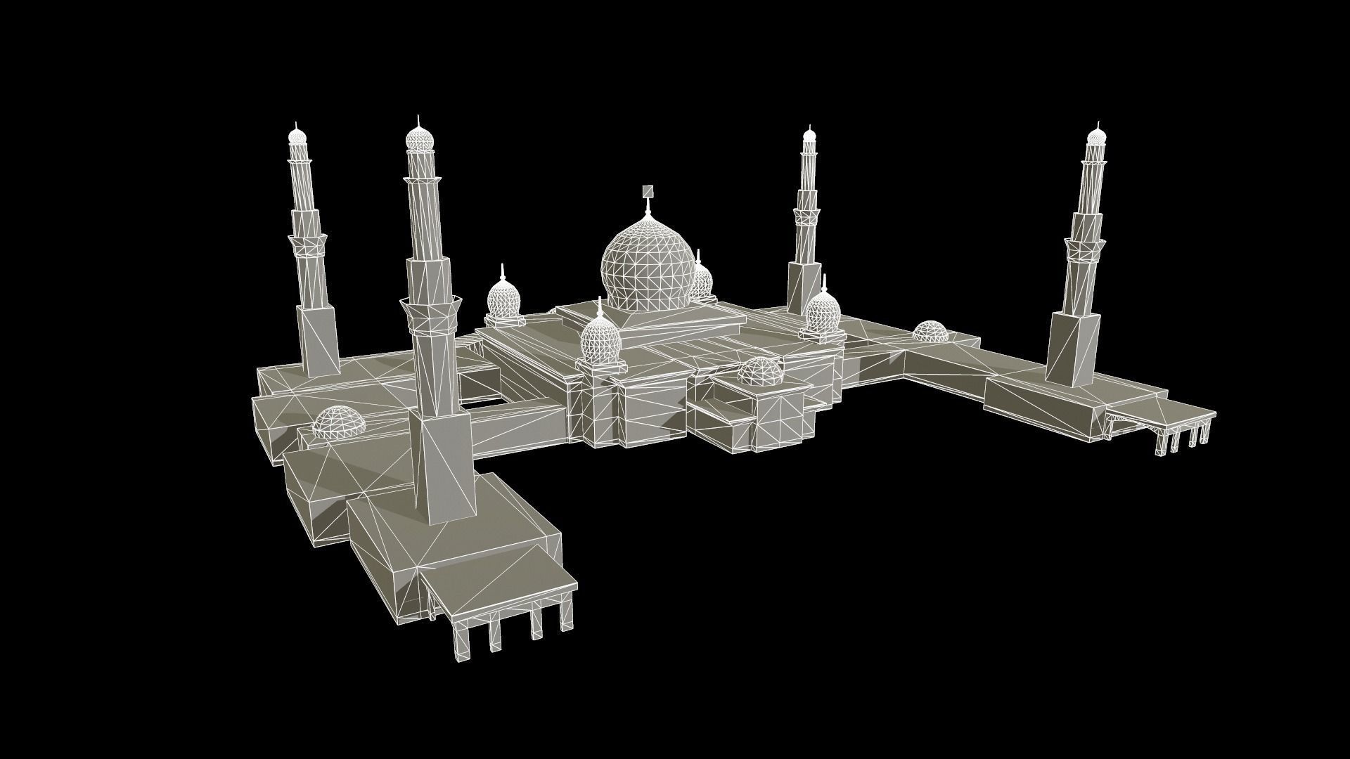 mesjid agung pekanbaru - mosque pekanbaru Low-poly 3D model_7