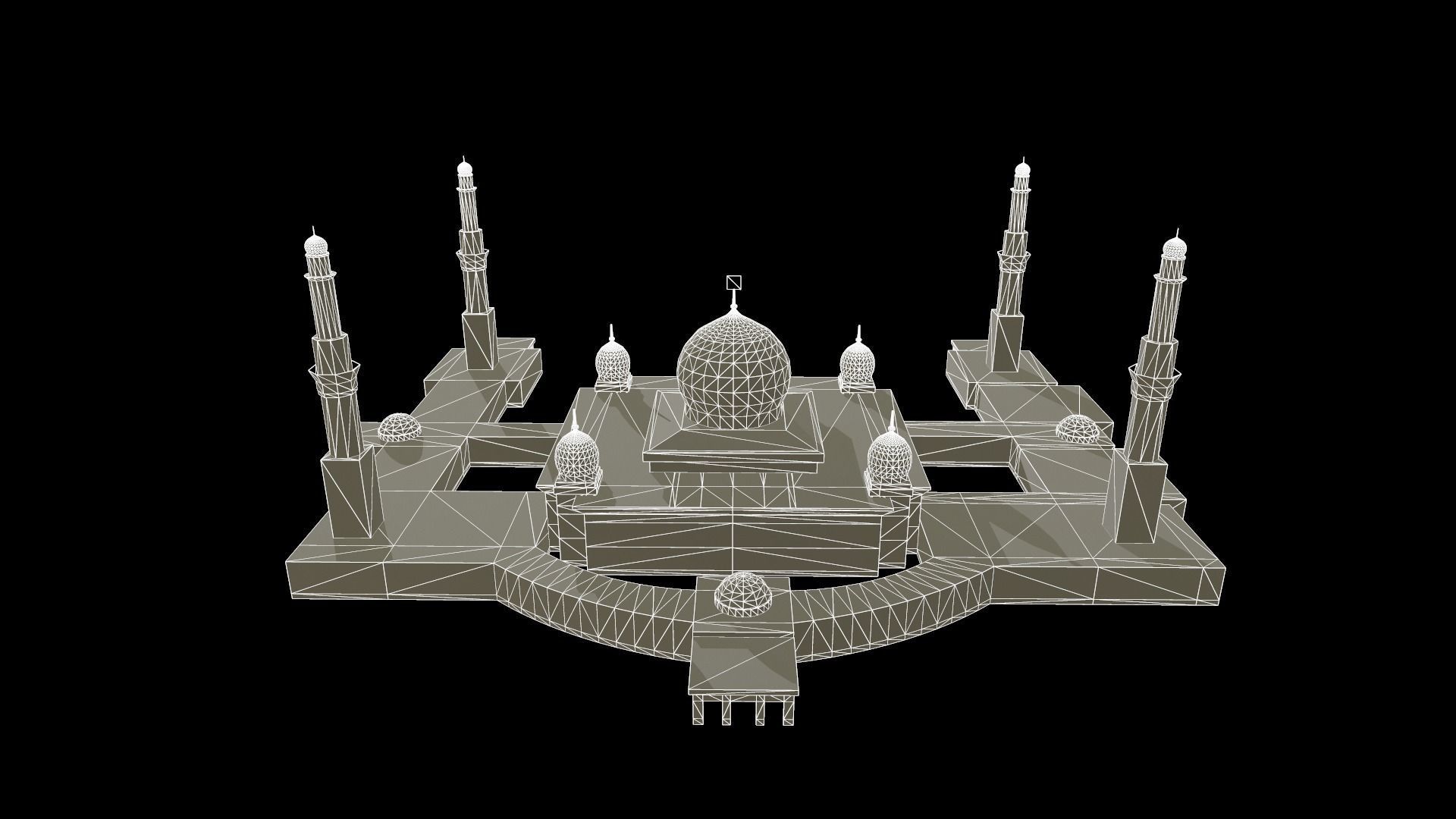 mesjid agung pekanbaru - mosque pekanbaru Low-poly 3D model_12