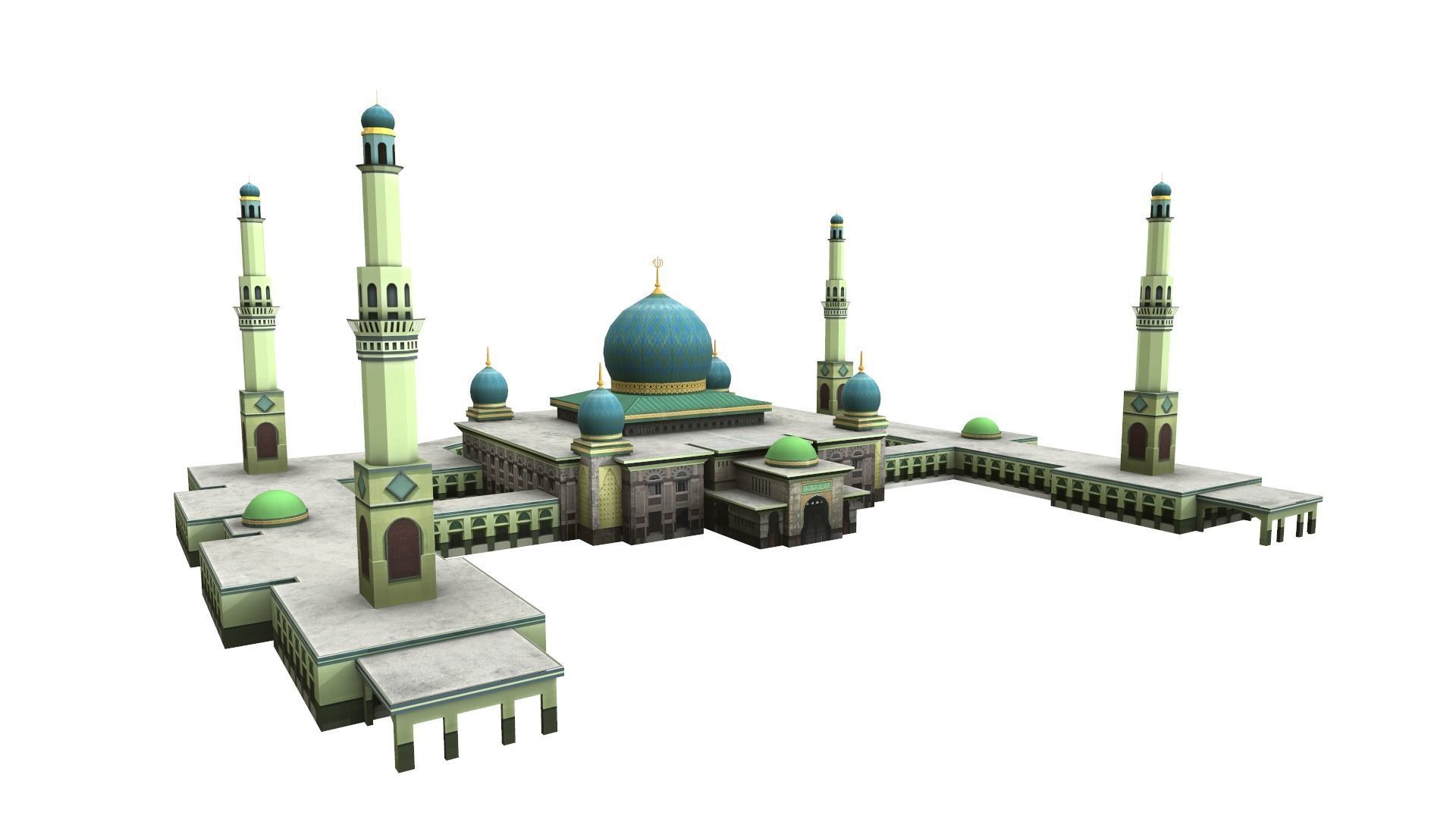mesjid agung pekanbaru - mosque pekanbaru Low-poly 3D model_2