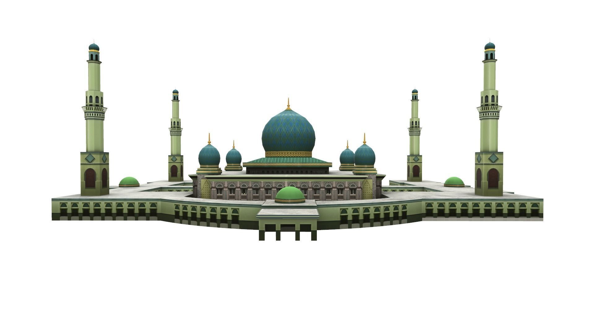 mesjid agung pekanbaru - mosque pekanbaru Low-poly 3D model_6