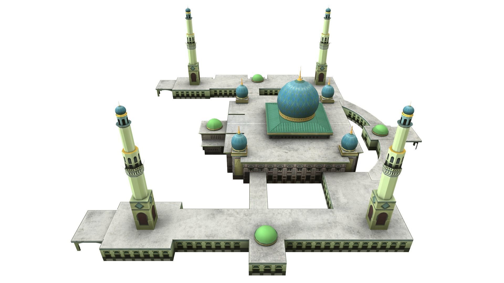 mesjid agung pekanbaru - mosque pekanbaru Low-poly 3D model_8