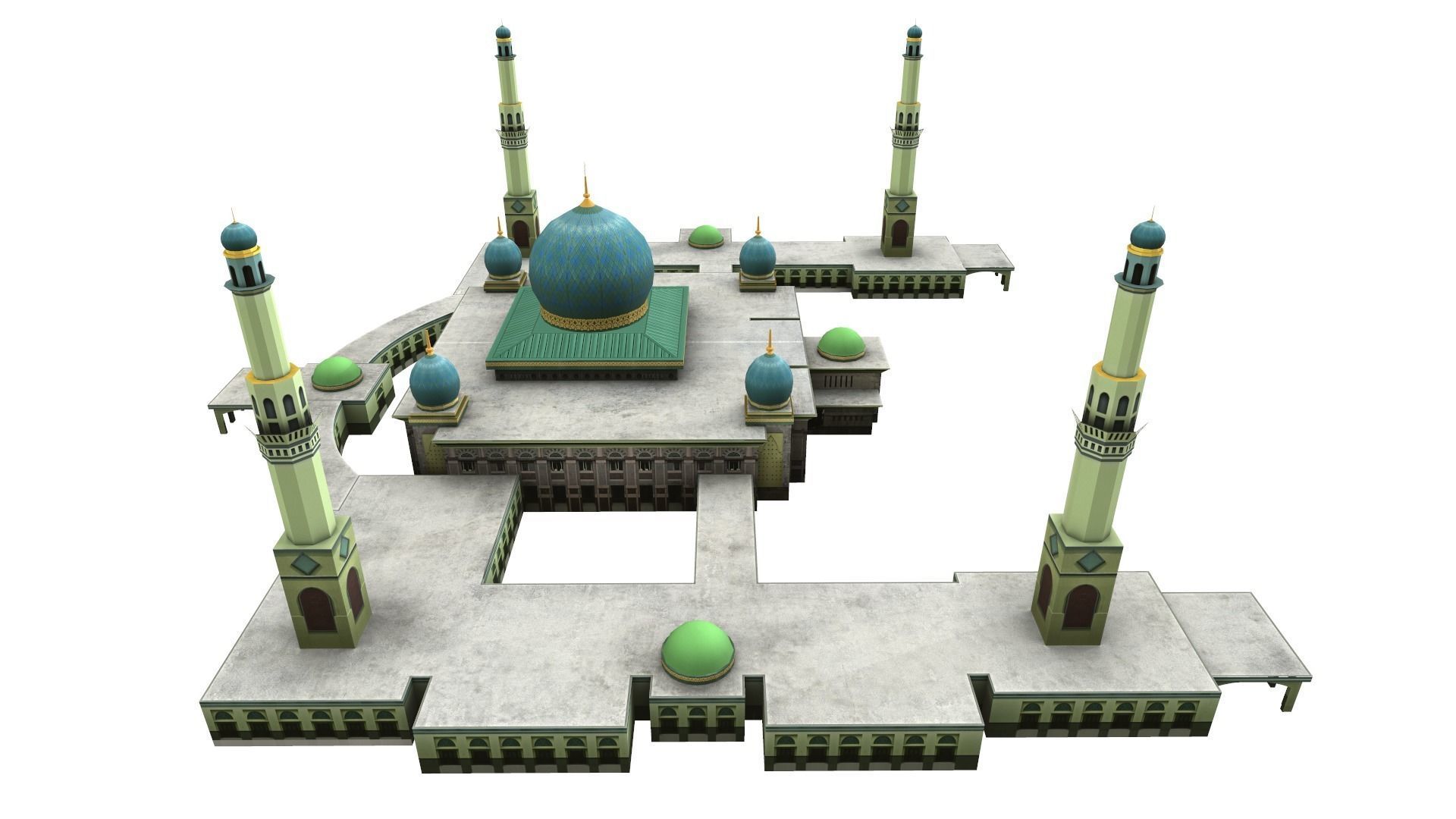 mesjid agung pekanbaru - mosque pekanbaru Low-poly 3D model_3