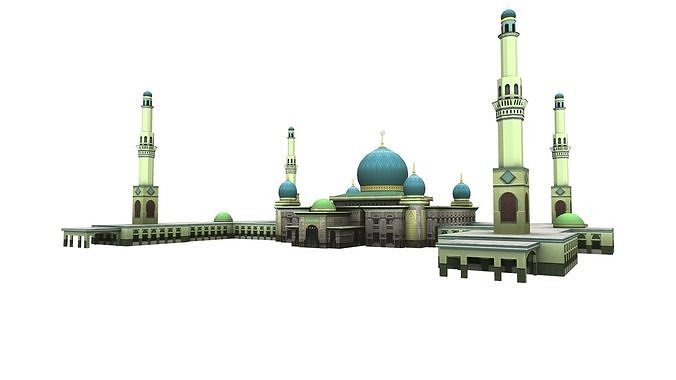 mesjid agung pekanbaru - mosque pekanbaru Low-poly 3D model