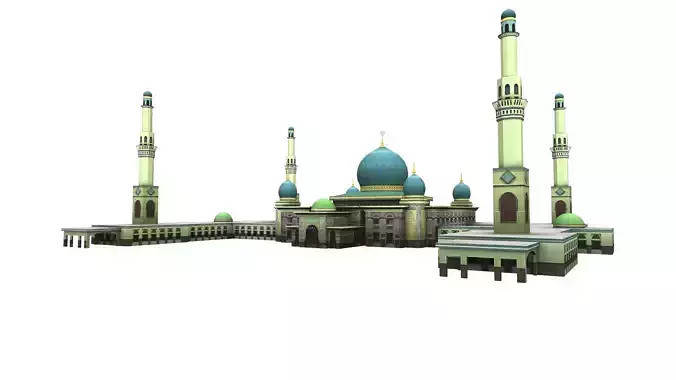 mesjid agung pekanbaru - mosque pekanbaru Low-poly 3D model