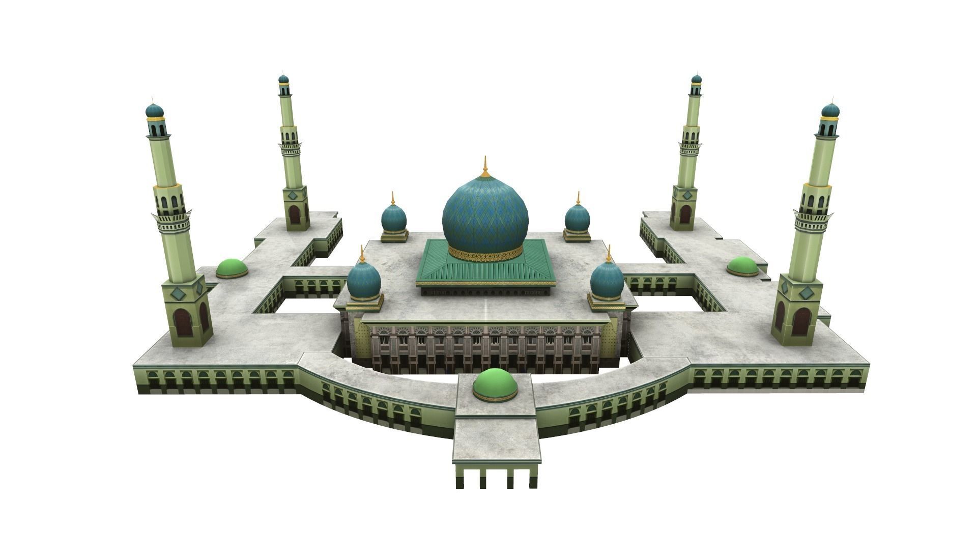 mesjid agung pekanbaru - mosque pekanbaru Low-poly 3D model_4