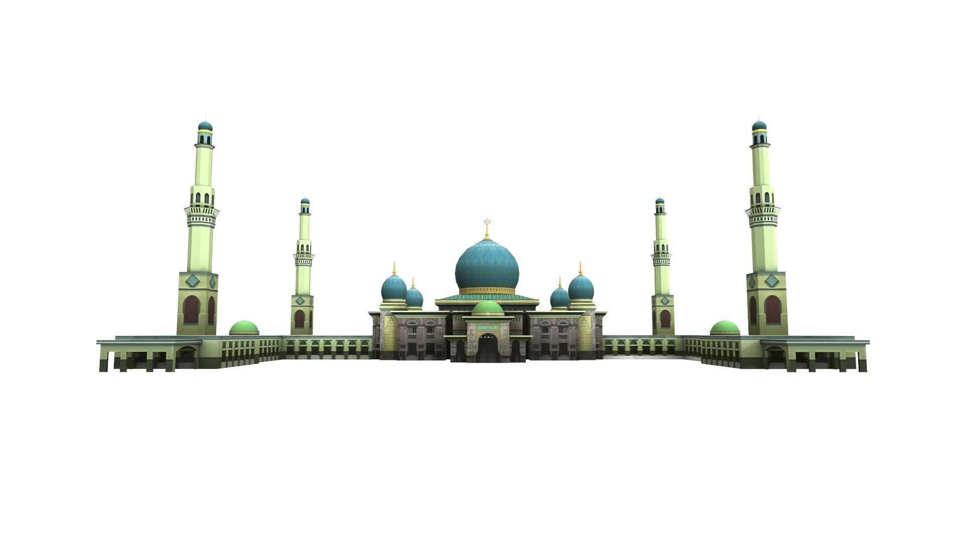mesjid agung pekanbaru - mosque pekanbaru Low-poly 3D model_1