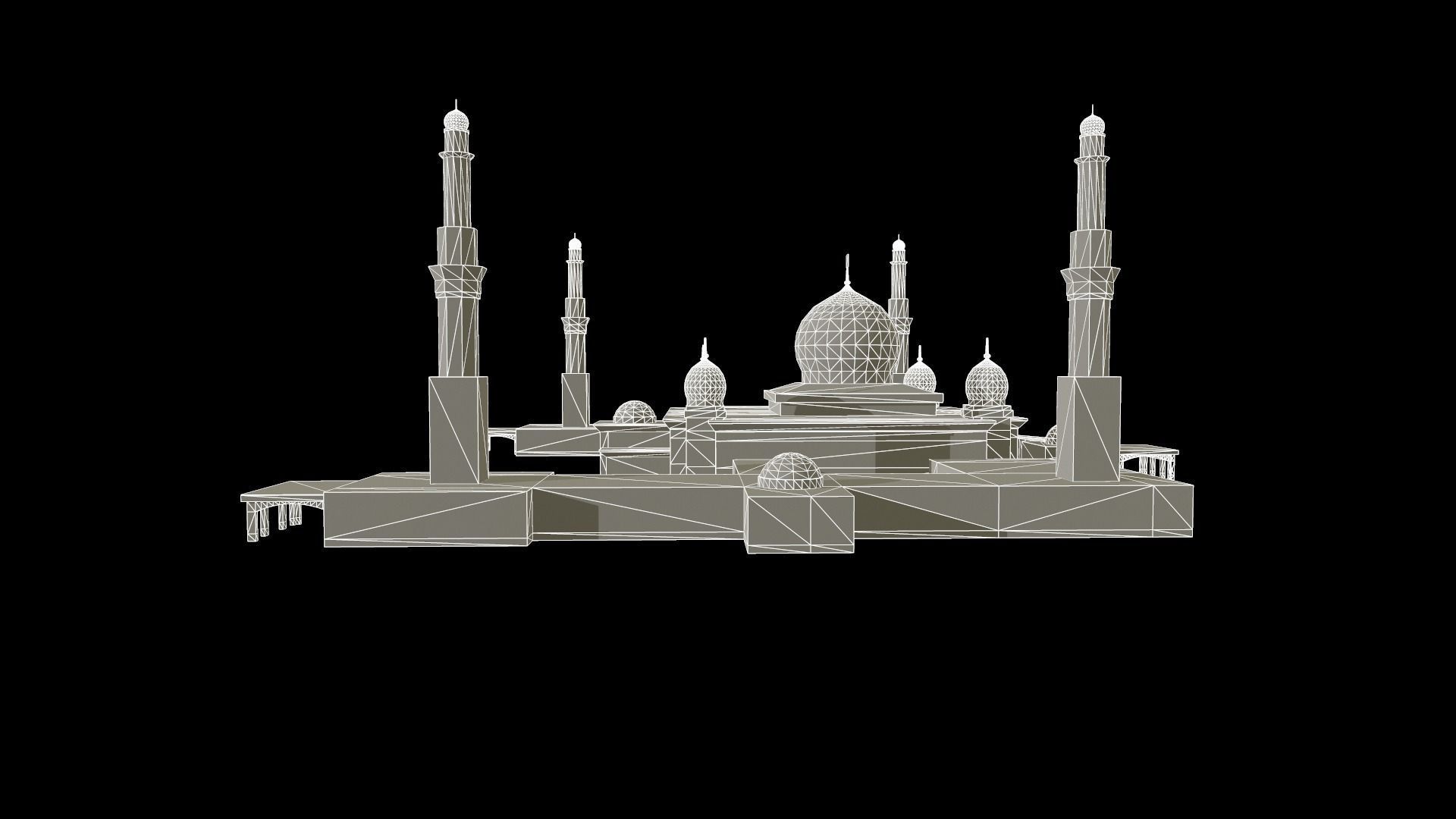 mesjid agung pekanbaru - mosque pekanbaru Low-poly 3D model_10