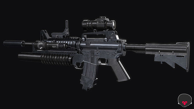 M4 M203 Low-poly 3D model