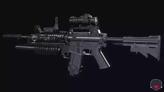 M4 M203 Low-poly 3D model