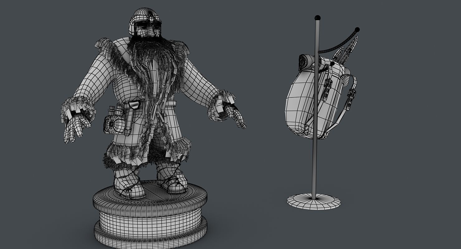 Dwarf with bag Low-poly 3D model_8