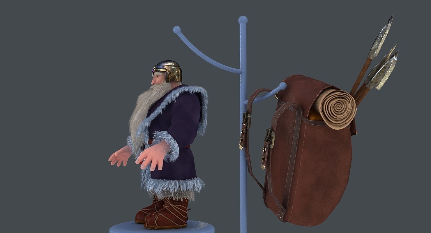 Dwarf with bag Low-poly 3D model_7