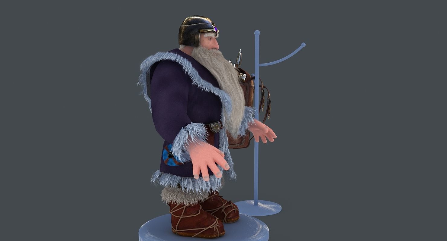 Dwarf with bag Low-poly 3D model_6