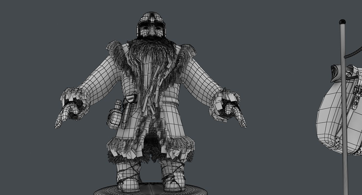 Dwarf with bag Low-poly 3D model_10