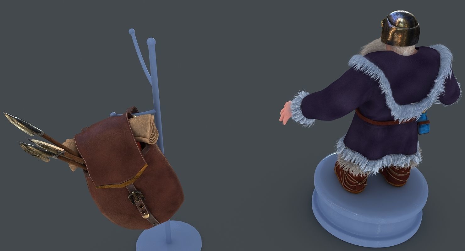 Dwarf with bag Low-poly 3D model_4