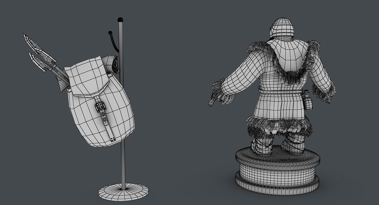 Dwarf with bag Low-poly 3D model_9