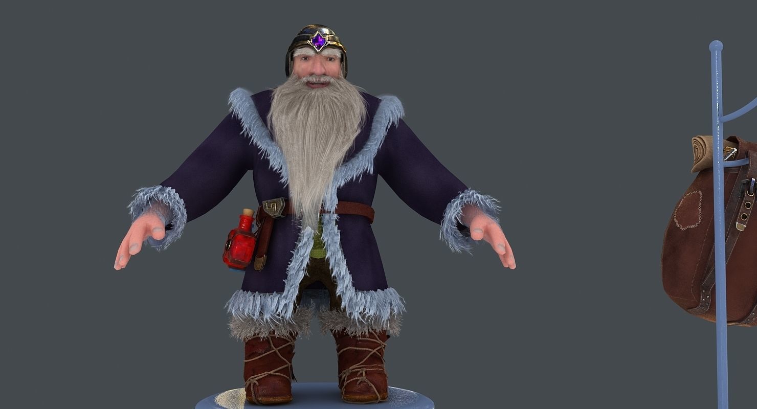 Dwarf with bag Low-poly 3D model_3
