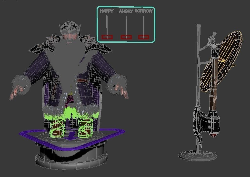 Dwarf with axe and shield Low-poly 3D model_8