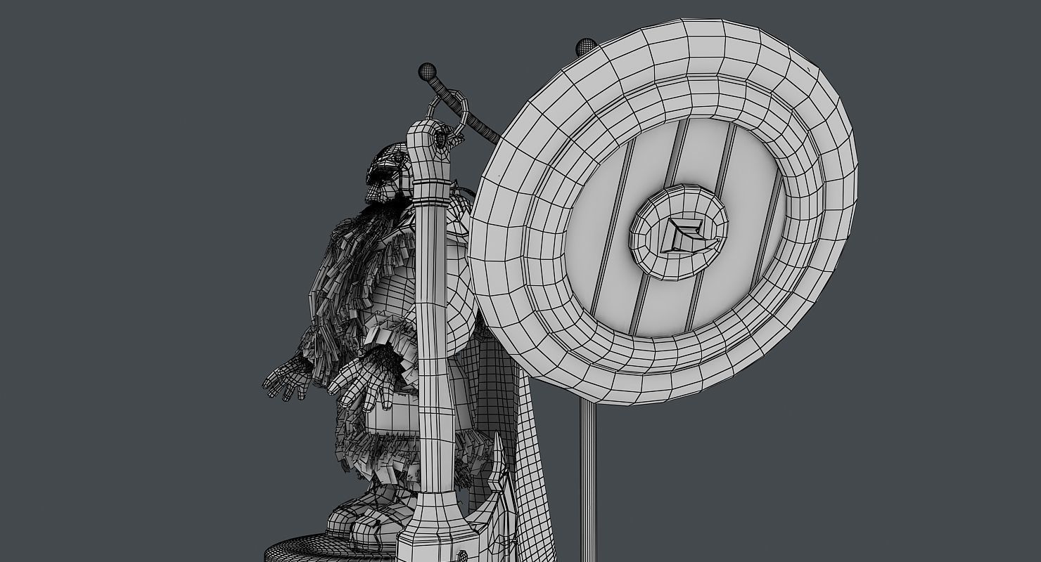 Dwarf with axe and shield Low-poly 3D model_15