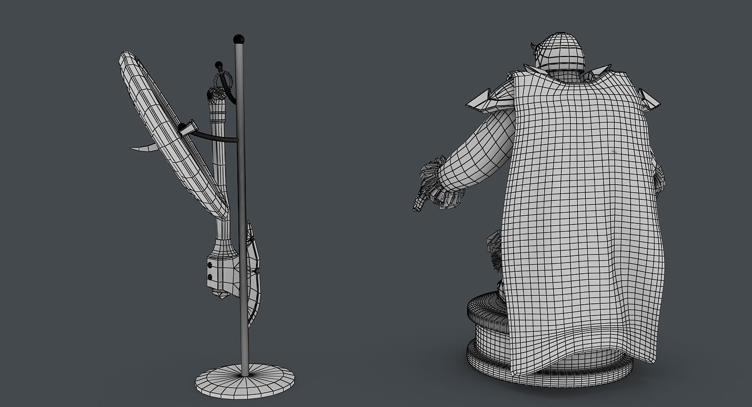 Dwarf with axe and shield Low-poly 3D model_10