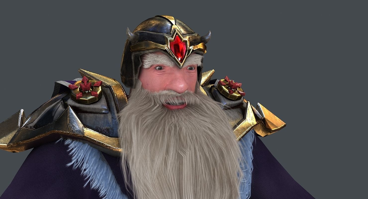 Dwarf with axe and shield Low-poly 3D model_5