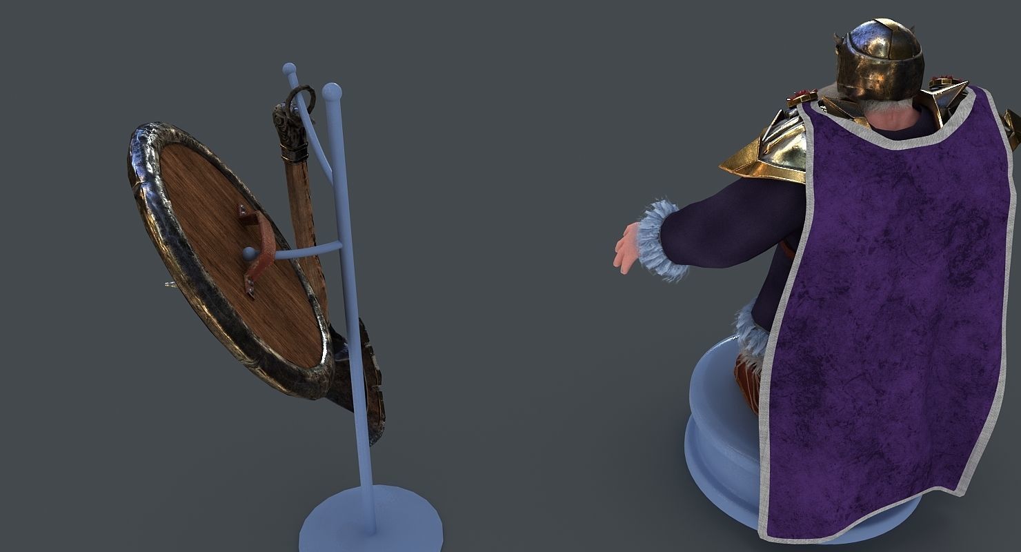 Dwarf with axe and shield Low-poly 3D model_4