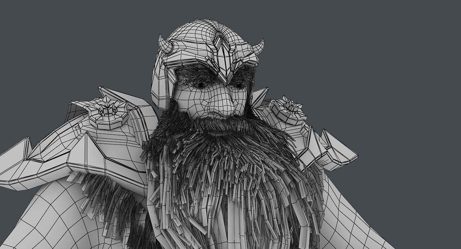 Dwarf with axe and shield Low-poly 3D model_13