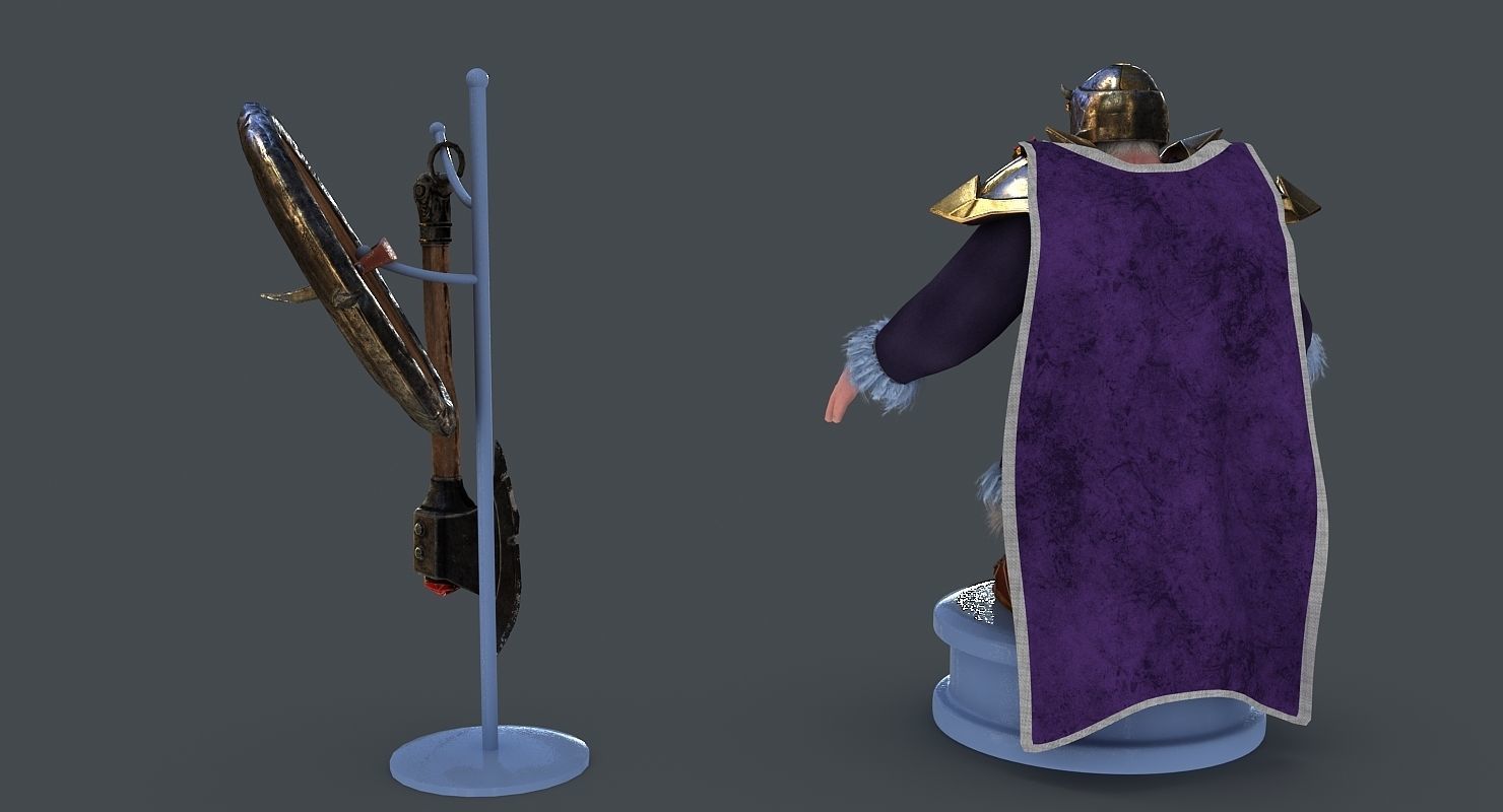 Dwarf with axe and shield Low-poly 3D model_2