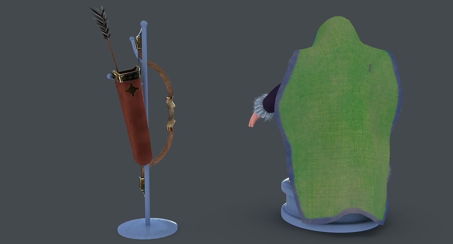 Dwarf with bow and arrows Low-poly 3D model_2