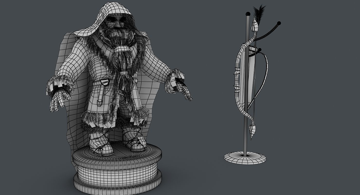 Dwarf with bow and arrows Low-poly 3D model_9