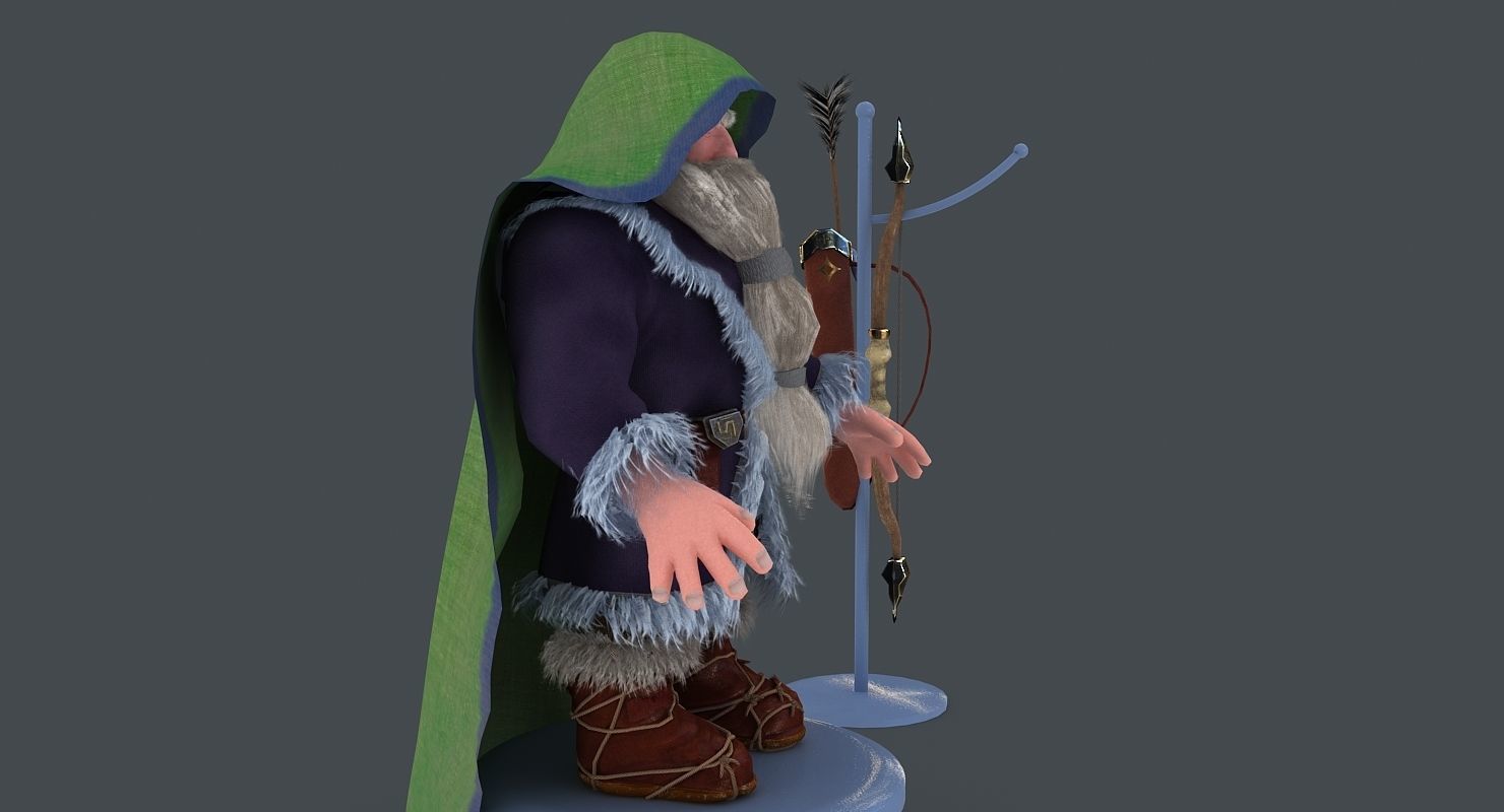 Dwarf with bow and arrows Low-poly 3D model_6