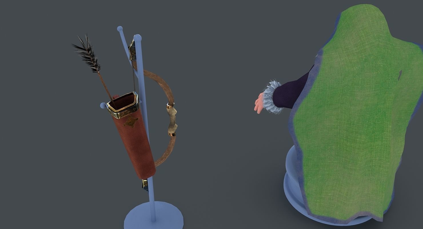 Dwarf with bow and arrows Low-poly 3D model_4