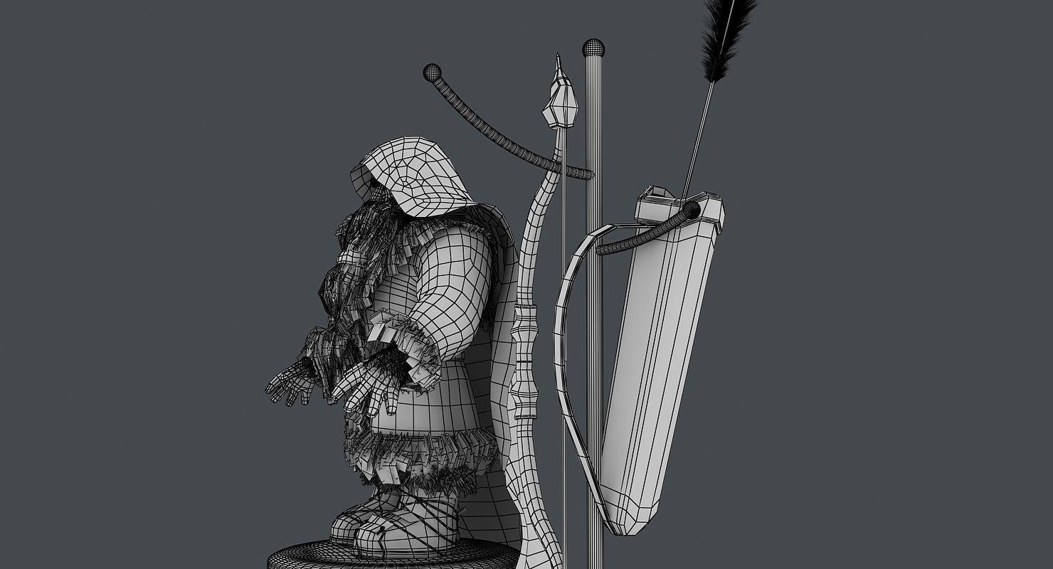Dwarf with bow and arrows Low-poly 3D model_15