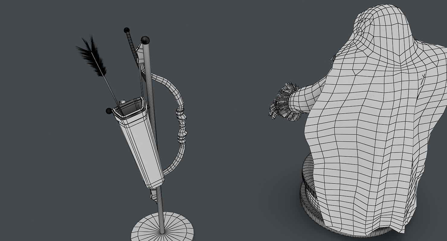 Dwarf with bow and arrows Low-poly 3D model_12