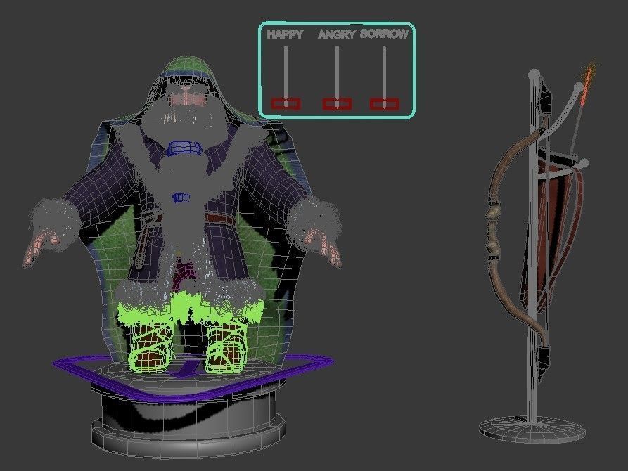 Dwarf with bow and arrows Low-poly 3D model_8