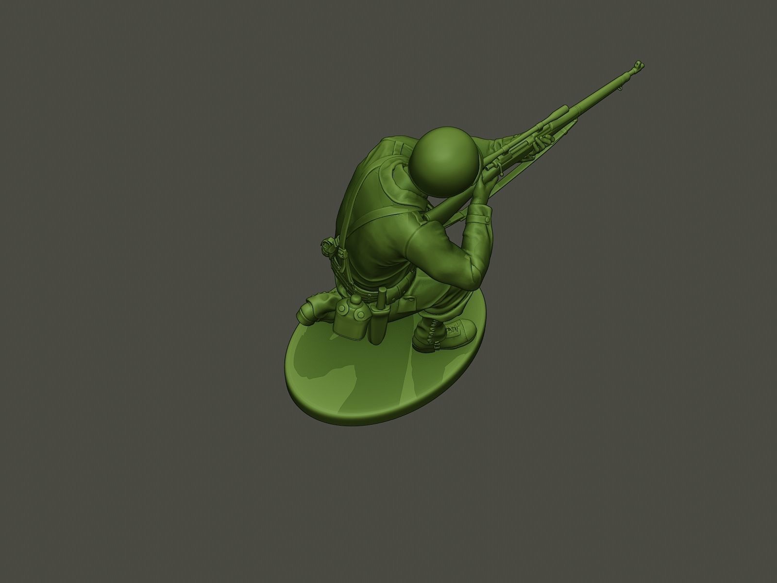 American soldier ww2 Shoot crouched A5 3D print model_21