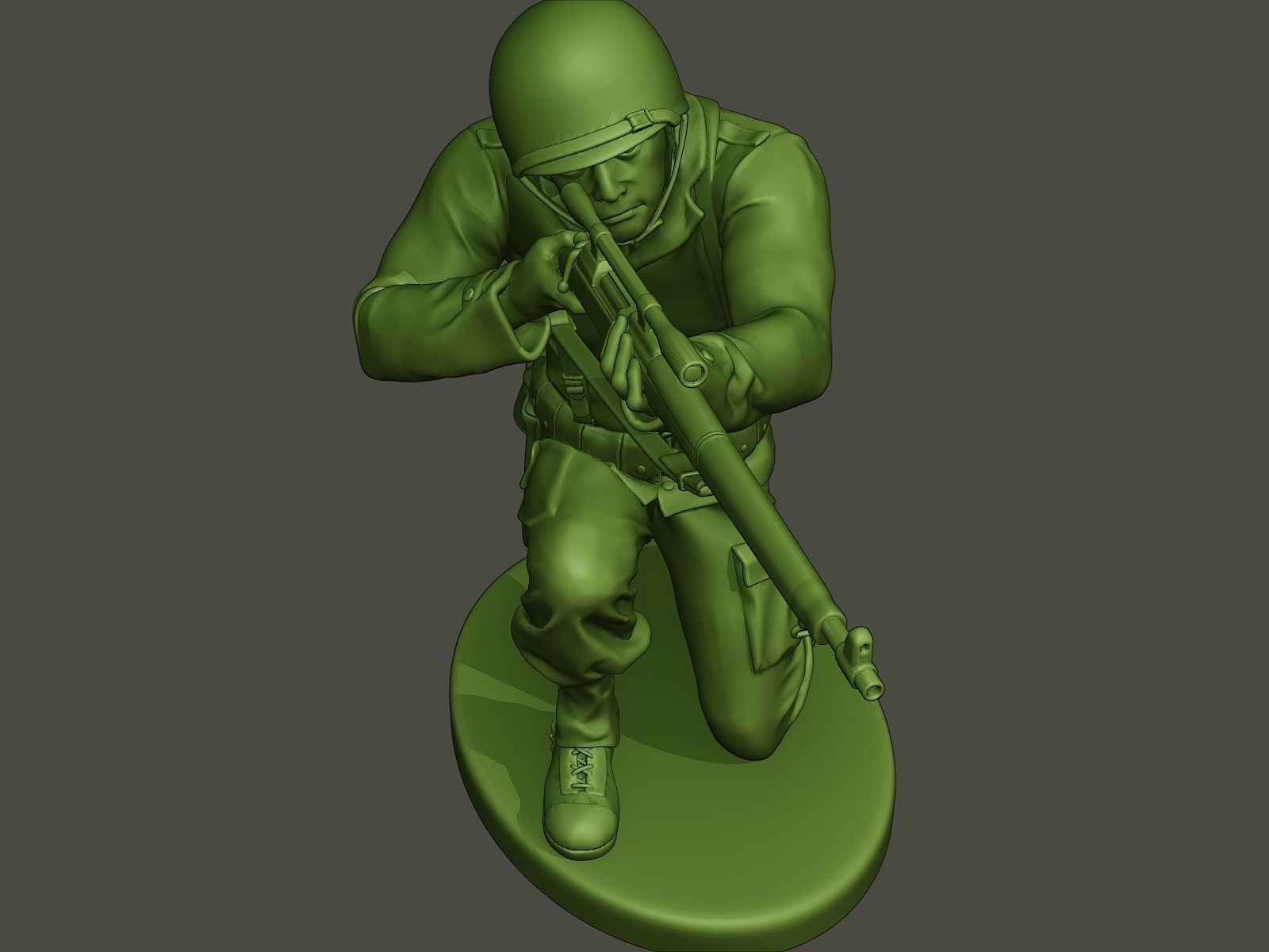 American soldier ww2 Shoot crouched A5 3D print model_18