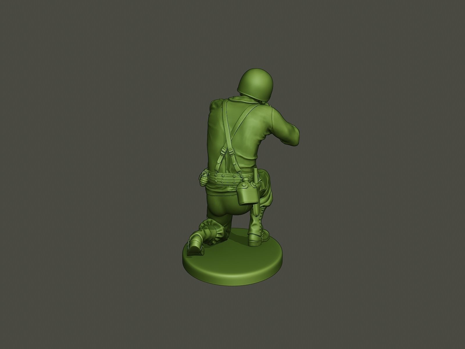 American soldier ww2 Shoot crouched A5 3D print model_5