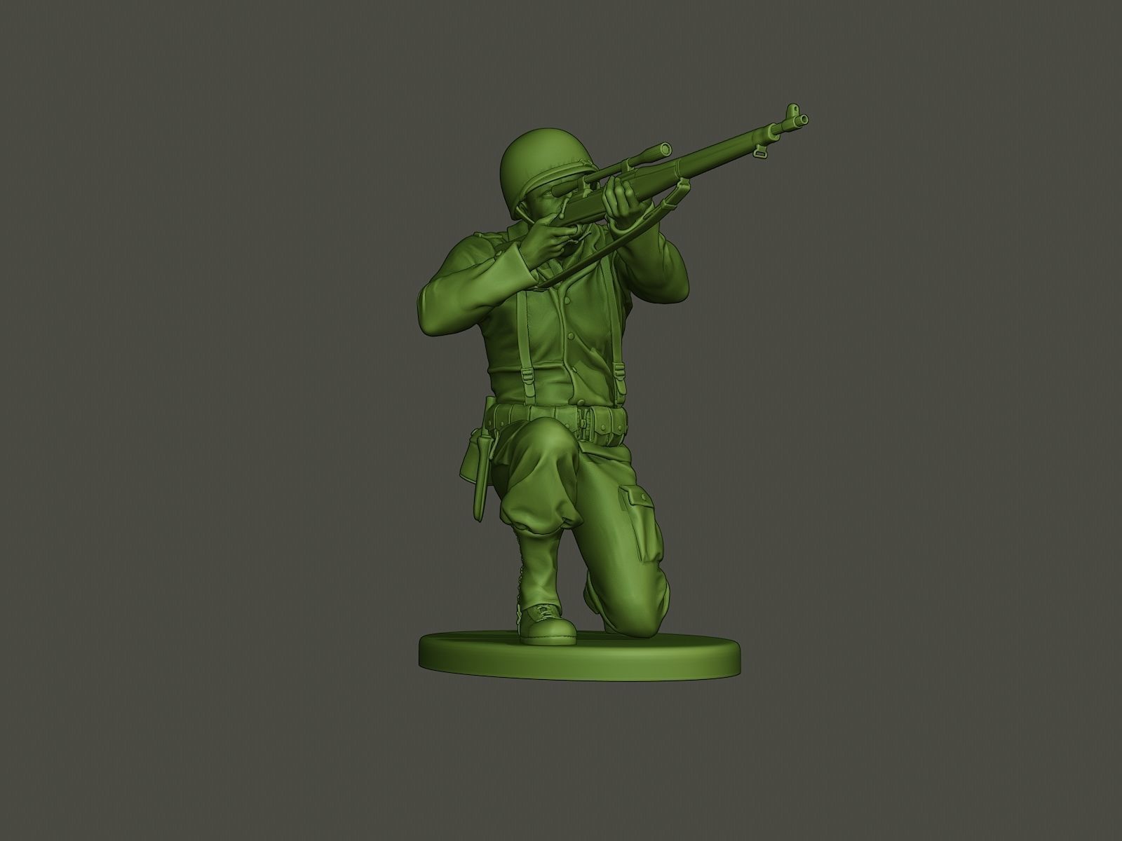 American soldier ww2 Shoot crouched A5 3D print model_12