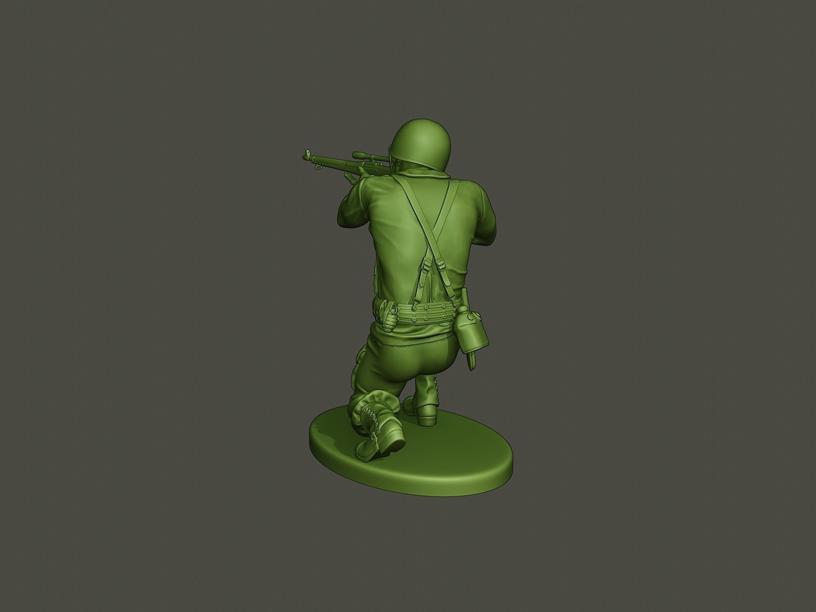 American soldier ww2 Shoot crouched A5 3D print model_4
