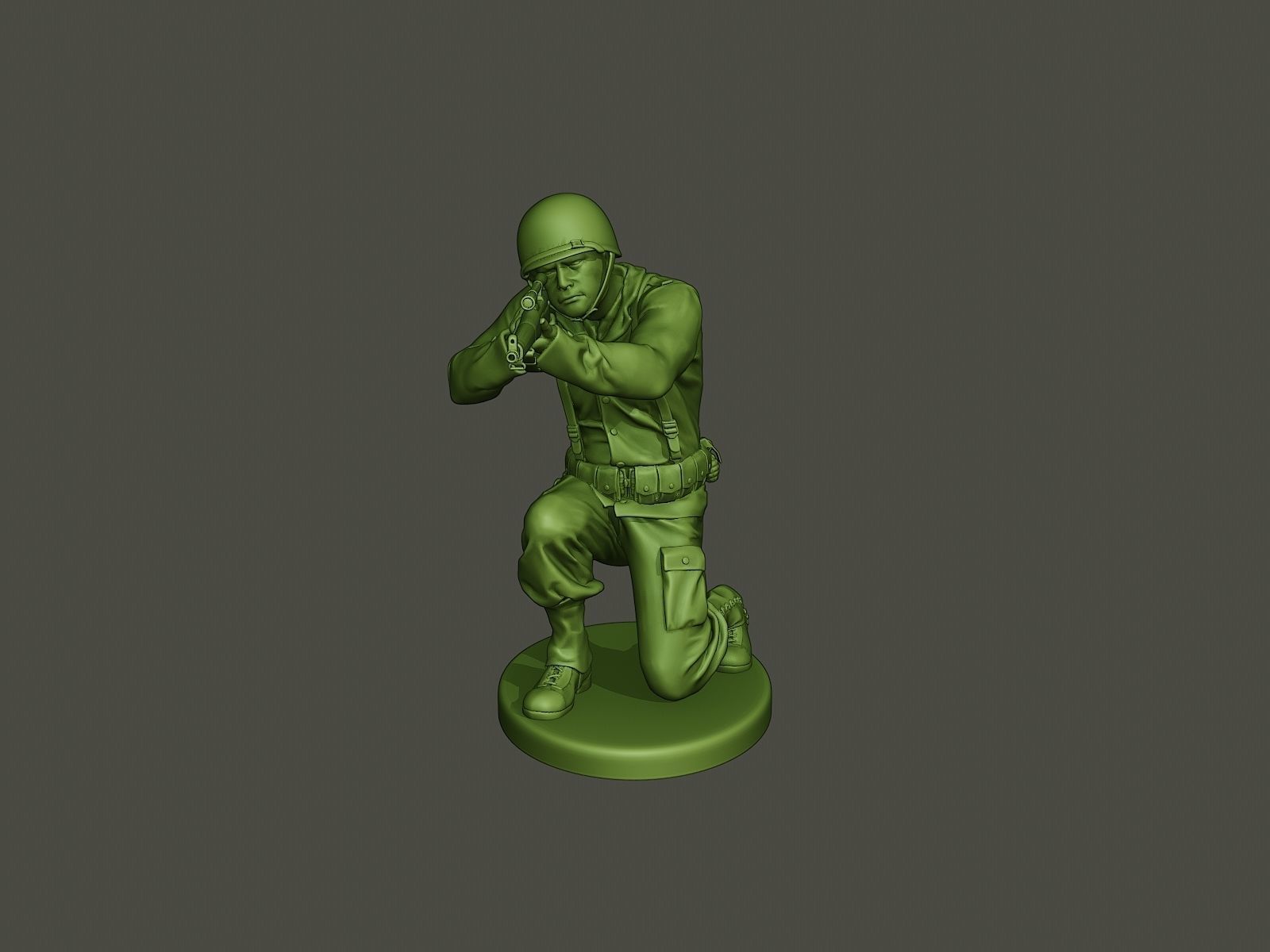 American soldier ww2 Shoot crouched A5 3D print model_10