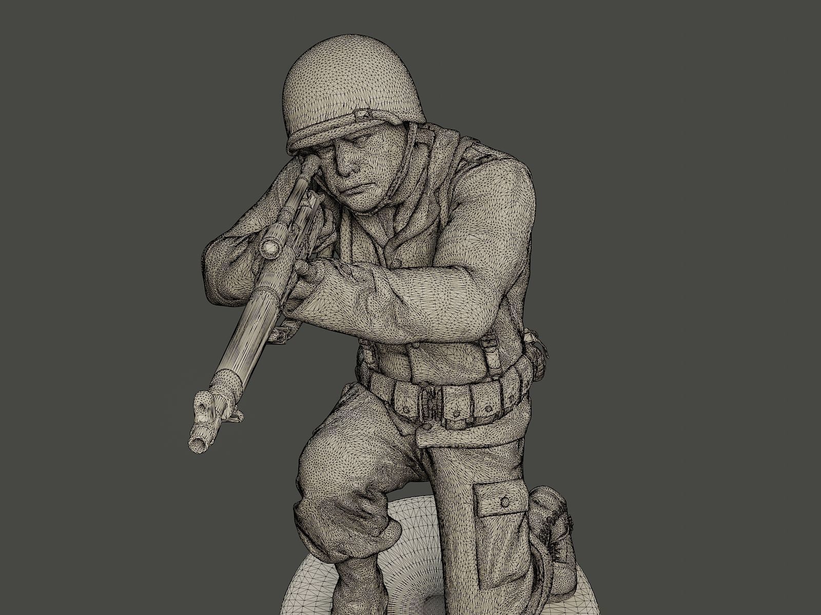 American soldier ww2 Shoot crouched A5 3D print model_11