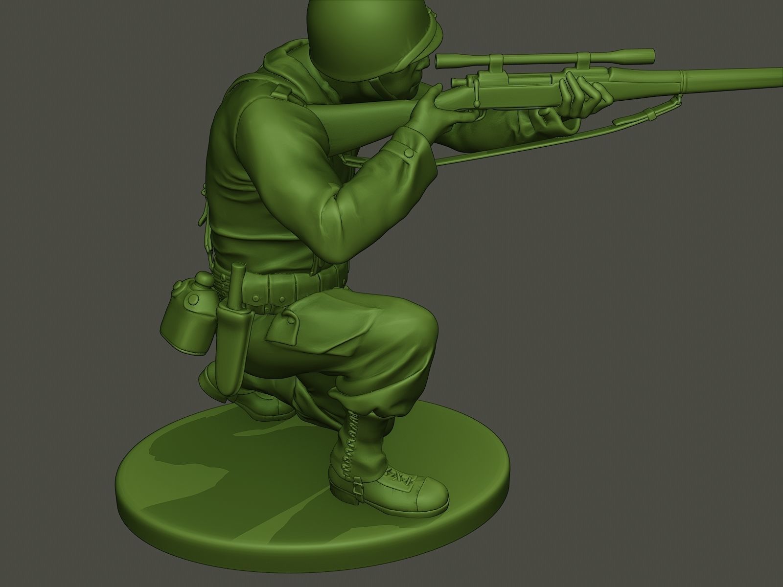 American soldier ww2 Shoot crouched A5 3D print model_19