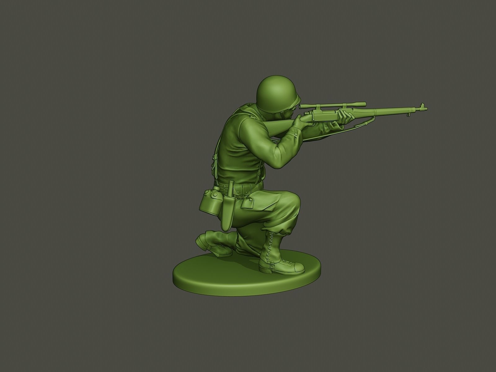 American soldier ww2 Shoot crouched A5 3D print model_7