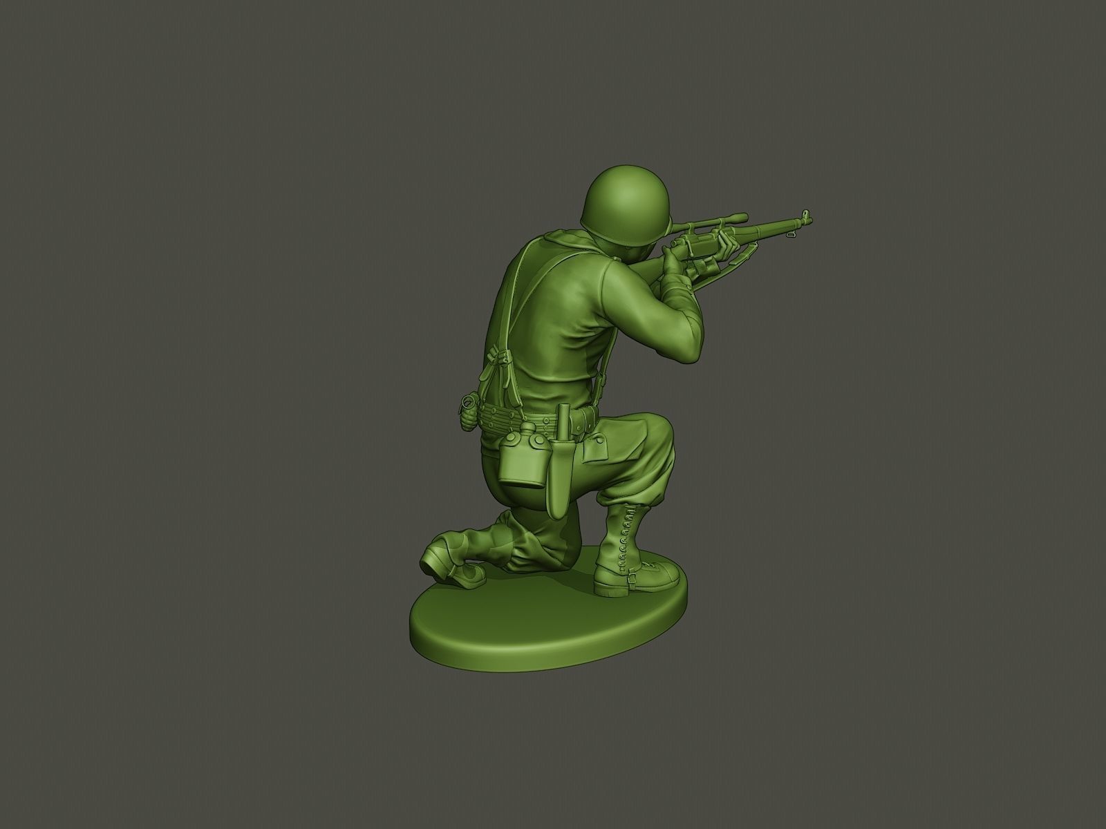 American soldier ww2 Shoot crouched A5 3D print model_6